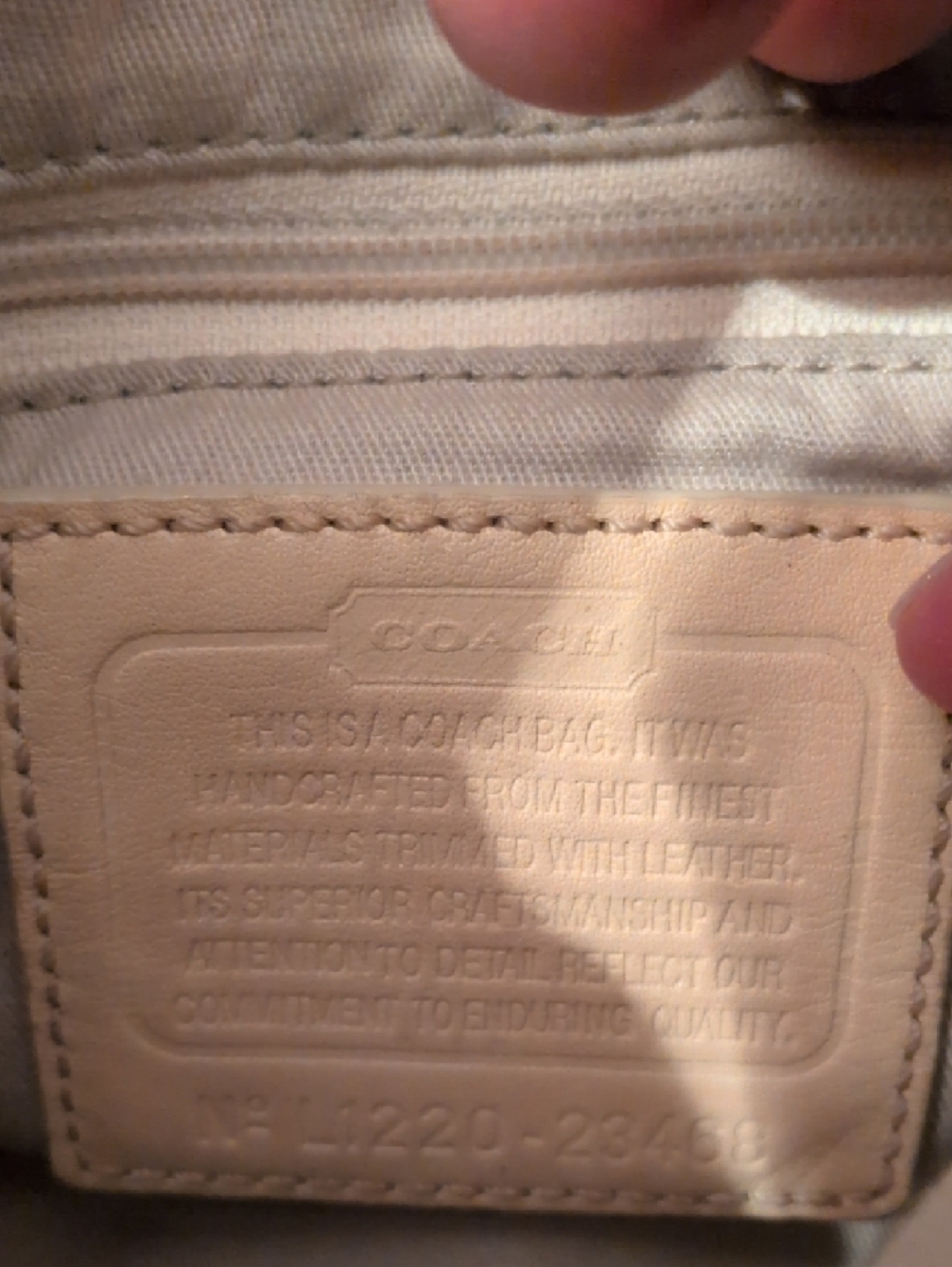 Coach Orange and Pink Stripe Canvas Shoulder Bag with Cream Trim - Picture 9 of 16